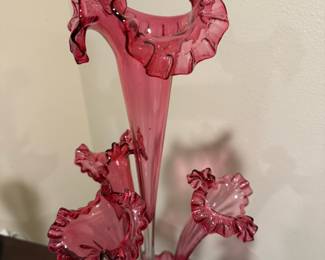 Victorian Cranberry Glass Epergne Centerpiece
