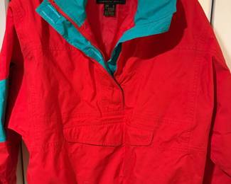 1990s Eddie Bauer Red & Turquoise Half Zip Windbreaker – Size Large