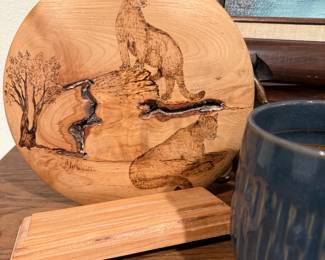Cougar Pyrography Art Plaque