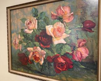 Framed Still Life Rose Bouquet Print by Georges Danset