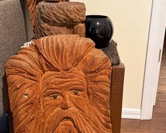 Carved Wood "Wood Spirits" Sculptures