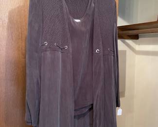 Wild Rose Burgundy Blouse & Open Front Cardigan