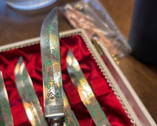  Anton Wingen Jr. Solingen-Germany Steak Knife set with Antler Handles