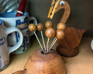 Wood Turtle Cocktail Pick Holder