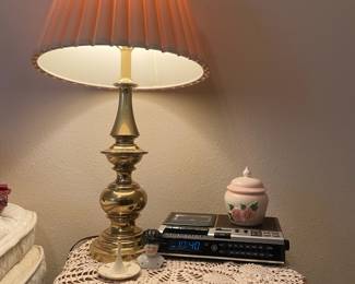 Brass Table Lamp with Pleated Shade