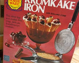 Nordic Ware Krumkake Iron with Wooden Rolling Cone
