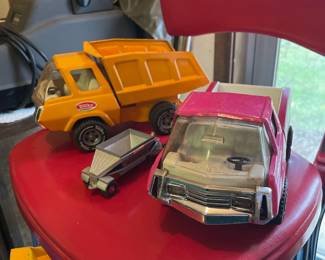 1970s Tonka Mini Series Pressed Steel Dump Truck Toy, 1970s Tonka&nbsp;Pink Pony Puller Toy Truck