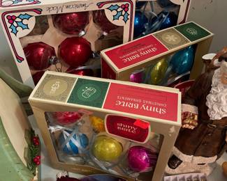 Vintage Shiny Brite &  Holly Glass Ornaments