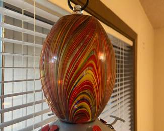 Blown Art Glass Hummingbird Feeder