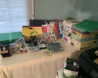 Office supplies.  Copier paper, pens, scissors, markers, stapler and staples, clips, post it notes