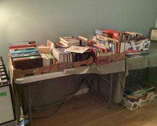 Lots of books…..both fiction and non fiction.  Set of bibles, self help books,coffee table books, 