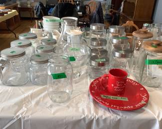 Multiple sets of Canisters, Christmas plate and mug by German company,