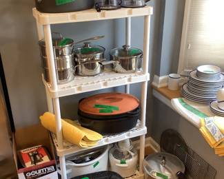 Pots and pans, roasters, coffee pot,
