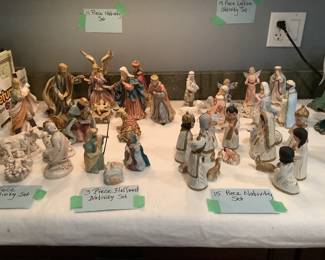 Three nativity sets