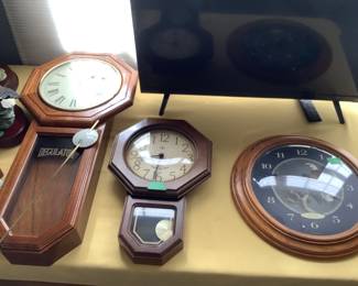 Three different designed clocks. Sligh large regulator, .