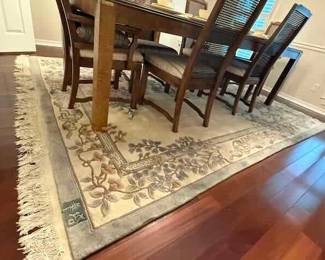 Vintage Chinese Wool Rug approximately 8'2" by 10'10" including fringe 