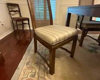 Dining Table and 6 Caned Back Chairs incudes 2 leaves and table pad protectors