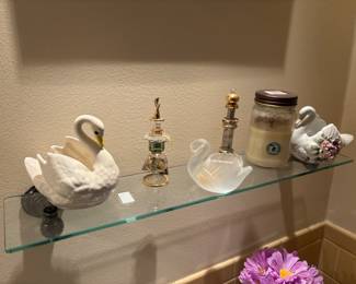 Swan dishes, candle