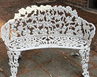 Wrought iron patio bench