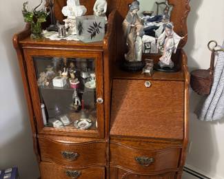 Beautiful Victorian Sampler side by side secretary