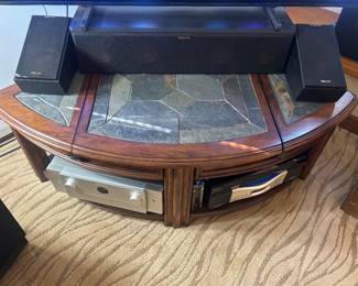 Inlaid stone corner coffee table