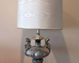 Vintage, Unique Carved Base  Shade Trim Lamp
