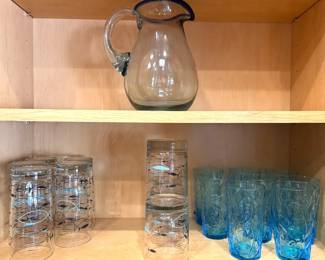Fish  Vintage Glasses WHand Blown Pitcher