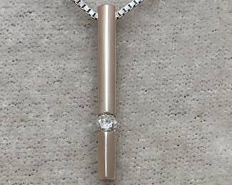 14 kt White Gold Chair w Dia. Bar Pendant