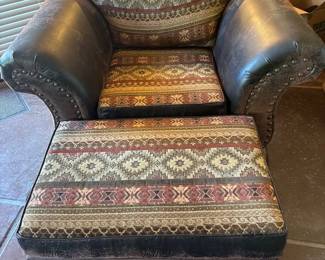 Lodge Style Armchair and Ottoman Set