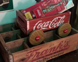 Franks Beverages crate and Coca - Cola collectibles