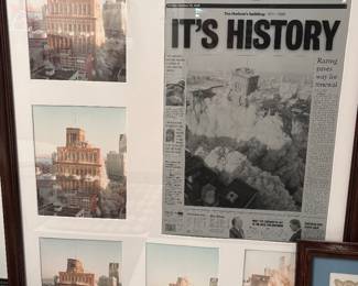 Hudsons department store framed news article and implosion pictures