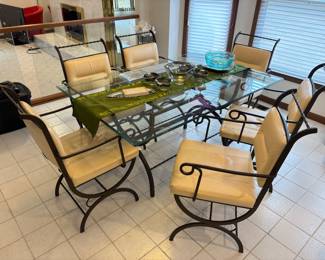 Glass top wrought iron kitchen / Dining table