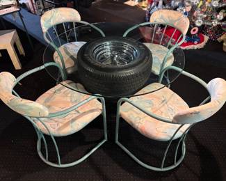 Neat glass top man cave table and chairs