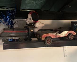 Antique wood train and car