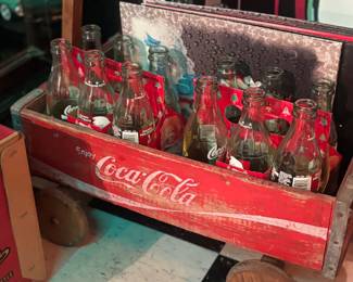 Coca - Cola wagon and collectible bottles 
