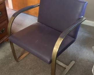 Mies Van der Rohe for Knoll Polished Bronze Brno Flat Bar 255 Desk Chair (dark purple)