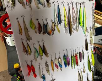 Large selection of vintage fishing lures.