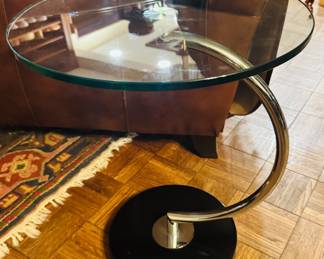 Chrome and glass end table