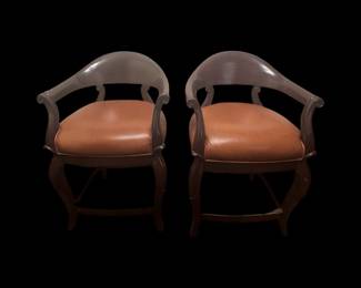 Set of 3 leather counter height bar stools by Frontgate