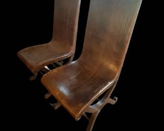 Pair leather chairs