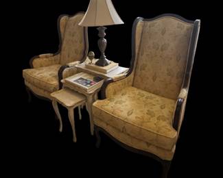 Vintage French Country wing chairs