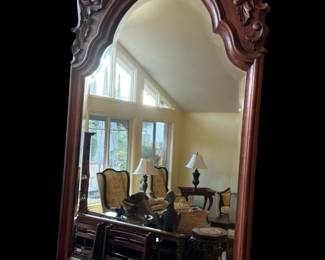 Carved wood mirror