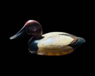 Signed wood carved duck