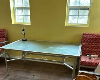 Glass top patio table