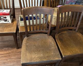 Gunlocke walnut stained library chairs