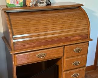 Small roll top desk works, this is engineered wood