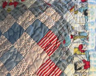 Postage stamp pattern, denim hangers were added later
