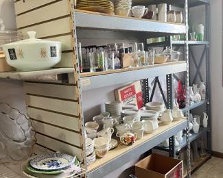 Ironstone, dishes and glassware