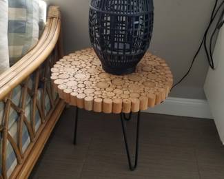End table; lantern