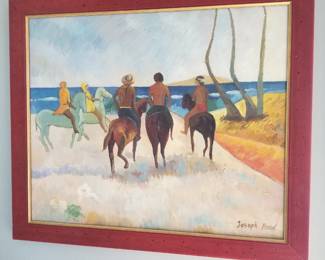 Original painting of horses on the beach